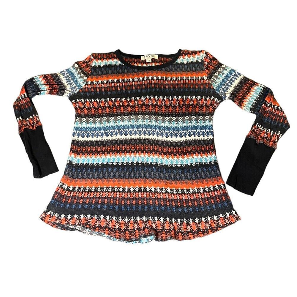 Y2K 90s Orvis Multicolor Fair Isle Long Sleeve Sweater Striped Womens Size Large